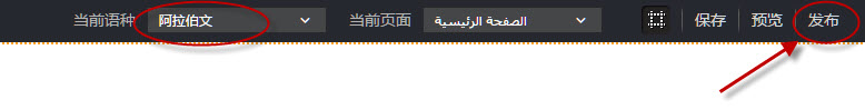 切换语种单击发布按钮